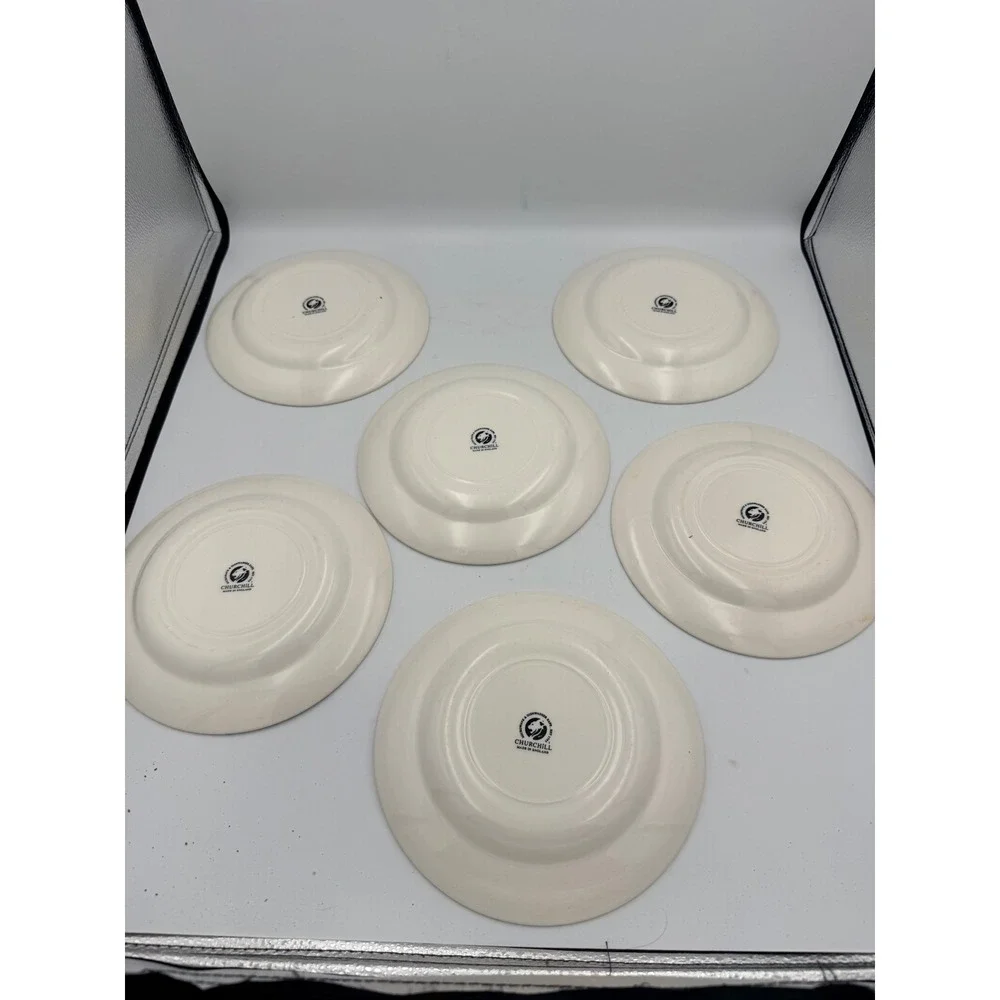Churchill Antique Rose Pink Salad Plates Set of 6 Vintage Made in England 8